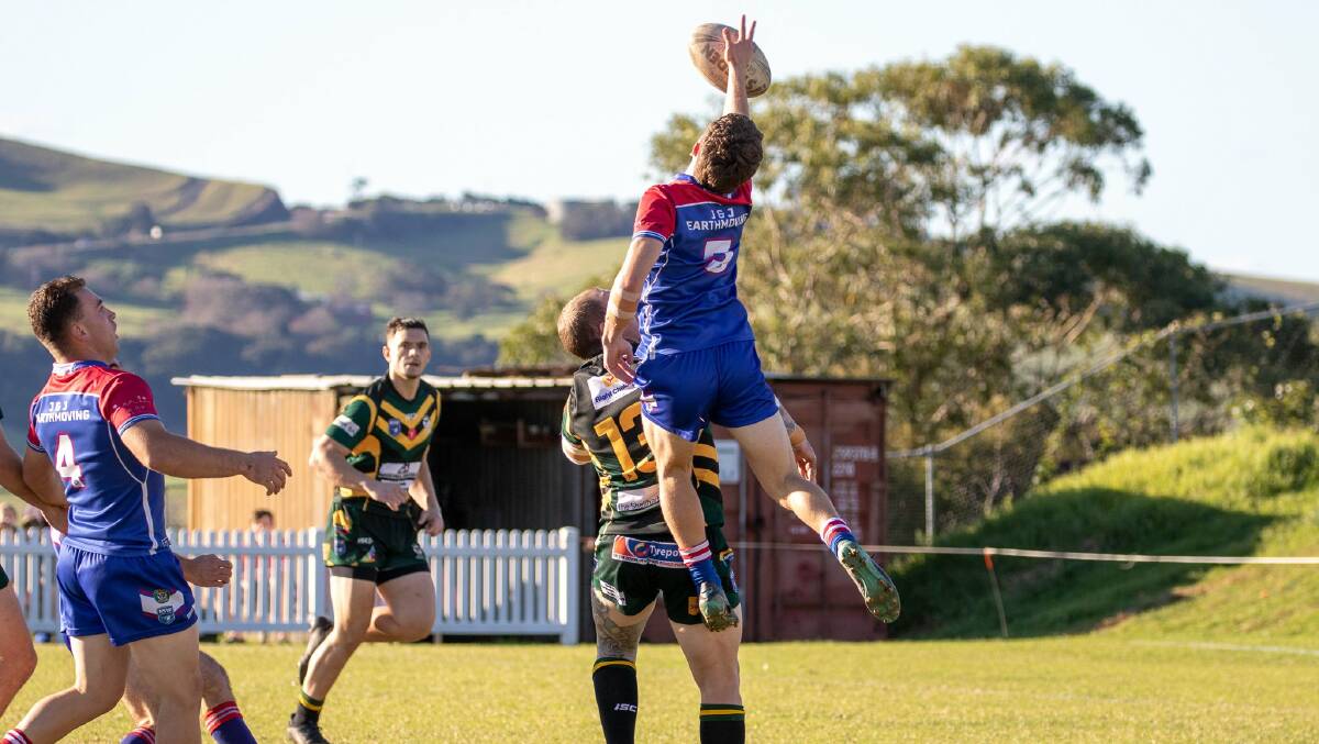 Gerringong Lions flying high in a win over the Stingrays of Shellharbour. Picture by Cam Brown's Photography