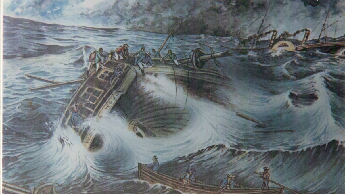 Painting of the rescue of the Walter Hood crew. Picture supplied by Jervis Bay Maritime Museum.
