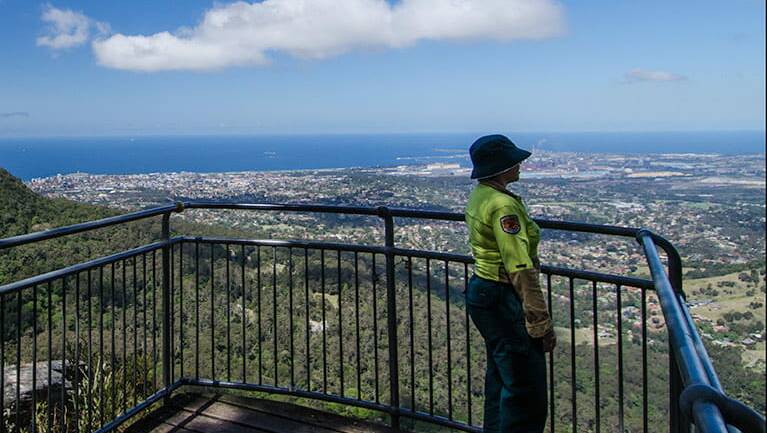 Mountain view: Robertsons lookout offers views of Mount Keira. Picture: National Parks & Wildlife Service/John Spencer