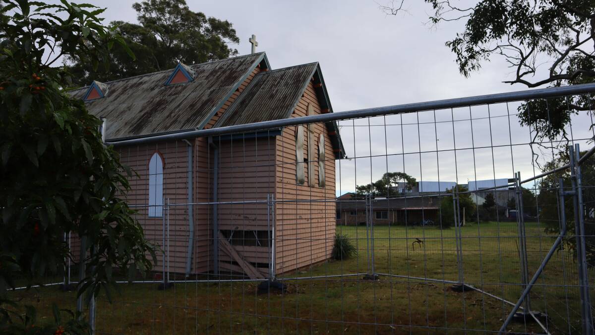 Weatherboards have fallen from the former church. Picture: Jorja McDonnell