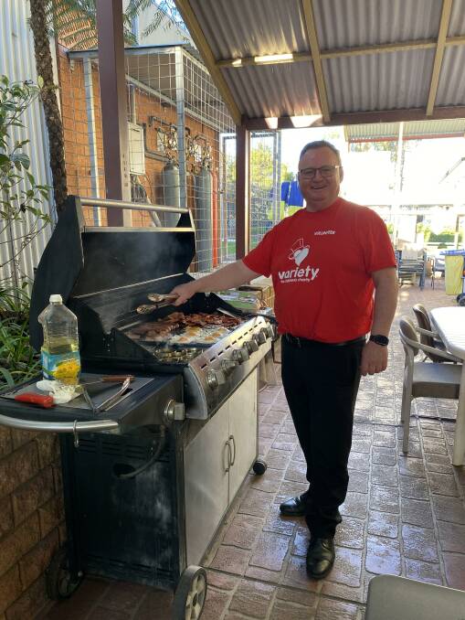 Nowchem boss John Lamont on the tools at a fundraising barbecue for the upcoming Variety Bash. Picture supplied.
