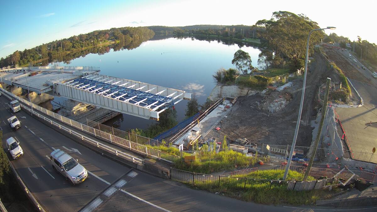 The new Nowra Bridge has reached the northern bank of the Shoalhaven River. Picutre: supplied.