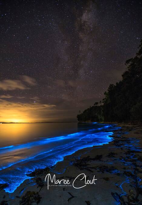Vincentia photographer Maree Clout snapped the bioluminenscense at Collingwood Beach and Iluka Beach. Picture by Maree Clout.