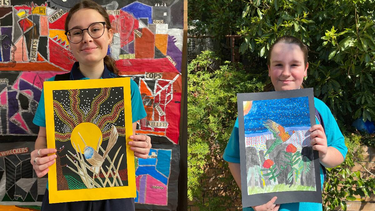 Shoalhaven High School students Aiden Rollings and Nayana Ashby, both of Year Eight, will have their art displayed in the 45th annual Nagoya Sister City Art Exchange. Pictures supplied.