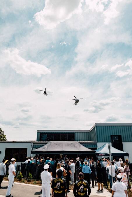 The official opening of the Nowra Veteran Wellbeing Centre featured a flyover from HMAS Albatross. Picture supplied.