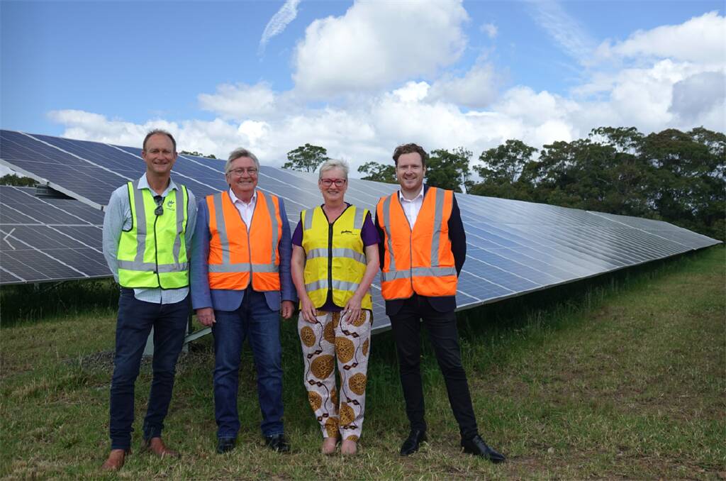 Mayor Chris Homer (Shellharbour), Mayor Neil Reilly (Kiama), Mayor Amanda Findley (Shoalhaven), and Jacob Mahoney of Flow Power. Picture supplied.