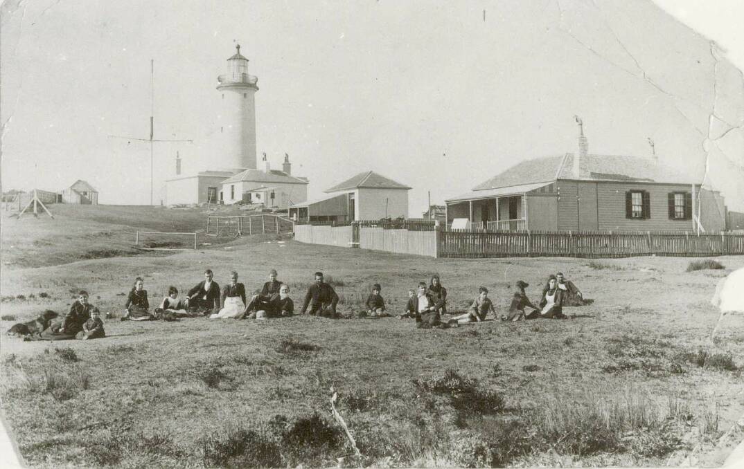 Cape St George Lighthouse with keeper and their families, c.1897. Photograph by Samuel Elyard.