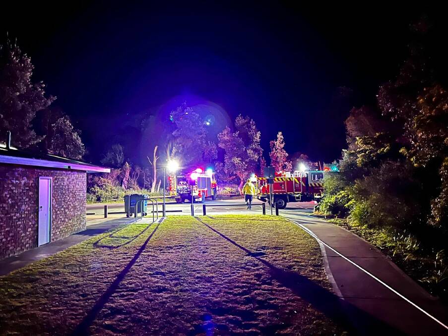 FIRE CALL: An early-morning grass fire at Shoalhaven Heads has been deemed suspicious by investigators. Inquiries continue. Picture: Shoalhaven Heads Rural Fire Brigade.