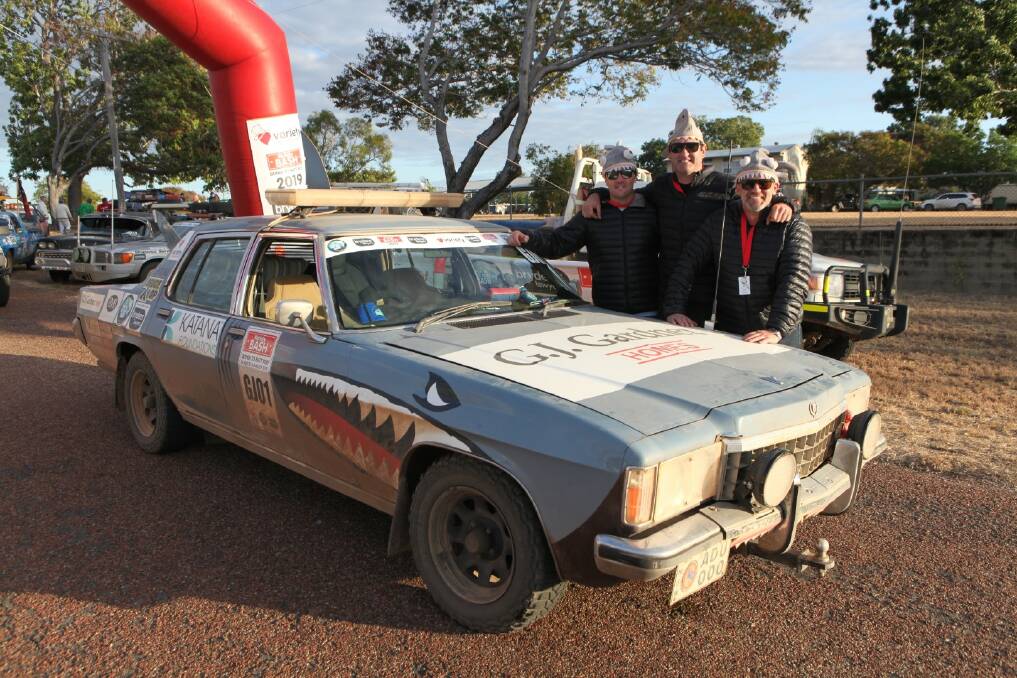 Sean Vickery, David Hogan, and Nick Pepper (AKA The Sharks) will drive the Variety Bash in their 1979 Holden Statesman named Delma. Picture: supplied.