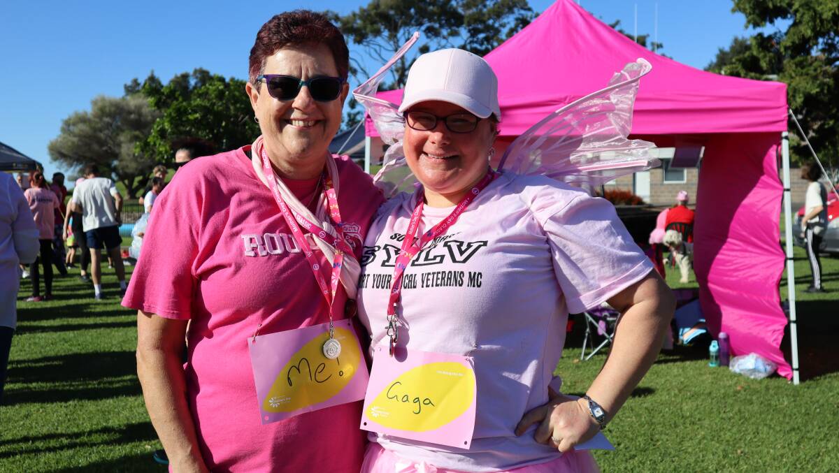 Sue Kennedy and daughter Maxine Starkey walked the Mother's Day Classic together. The entire family is backing Sue, who is a survivor and second-time breast cancer battler. Picture: Jorja McDonnell
