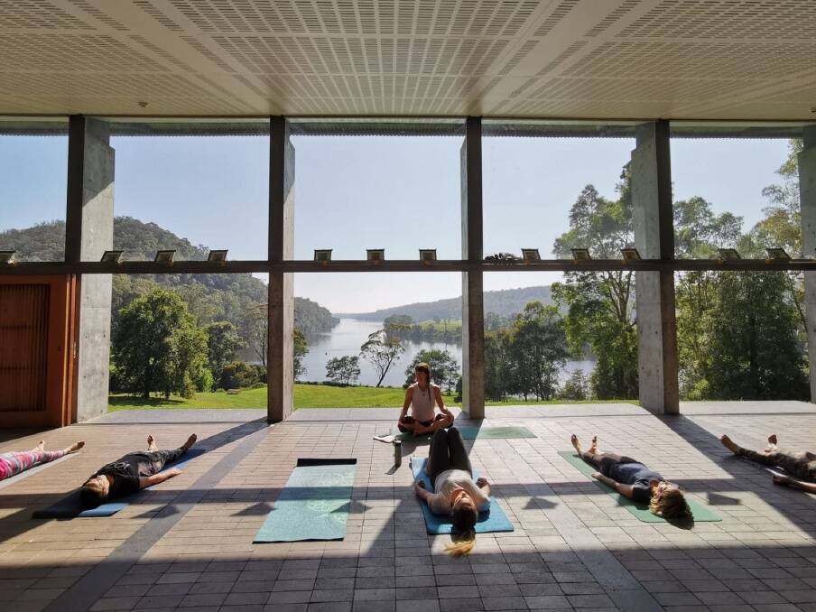 Relax and unwind with a stunning view of the Shoalhaven River, with yoga at Bundanon. Picture supplied.