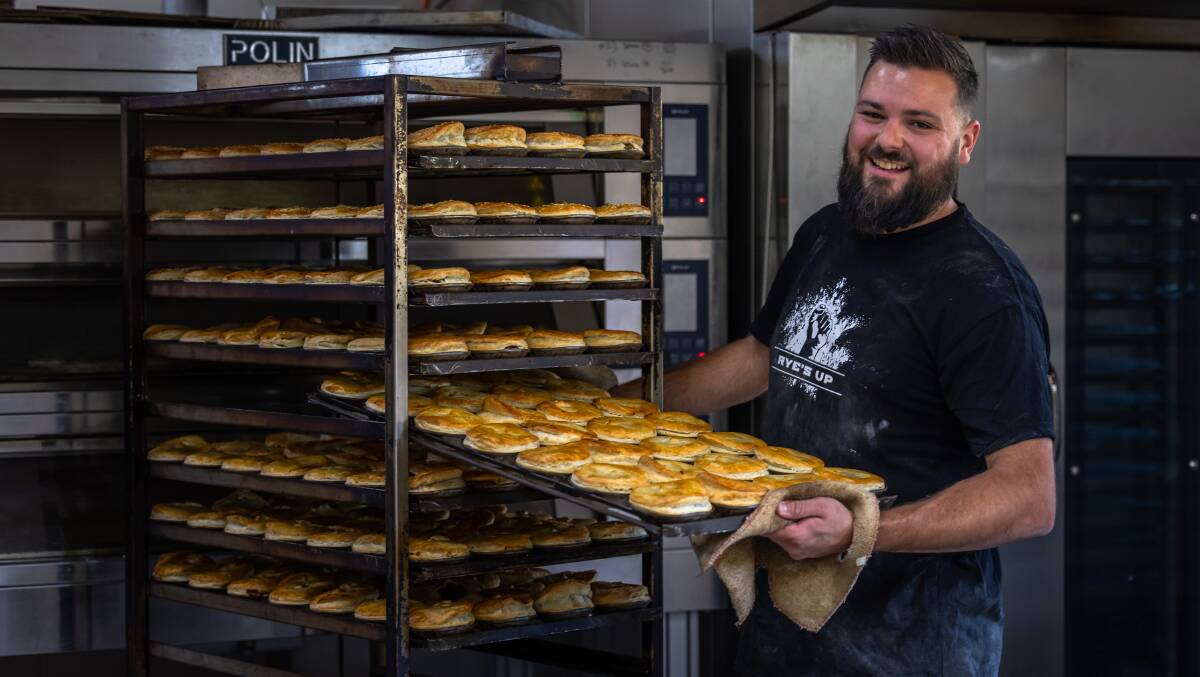 Baker Matt Crossley serves Wild Rye's pies fresh out of the oven. Picture by David Rogers