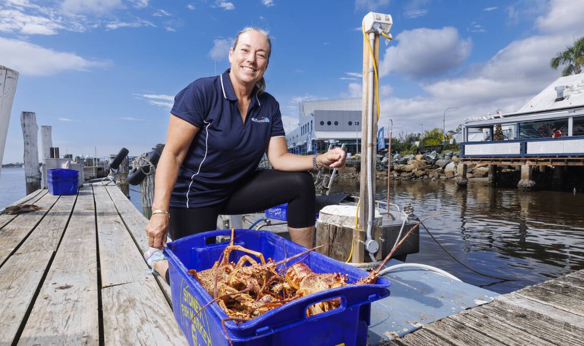 Owner Tracy Innes with freshly caught Lobsters. Picture by Keegan Carroll 
