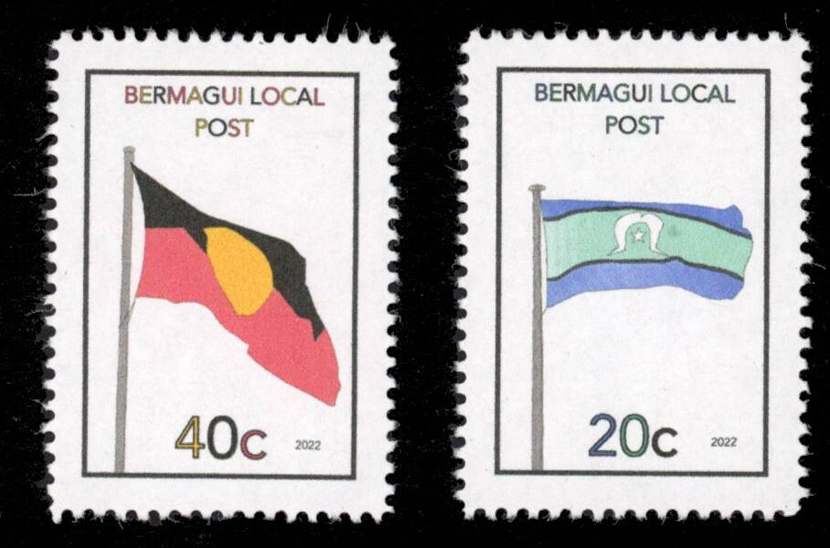 Examples of the flag stamps that Miro has made for the Bermagui Local Post Service. Picture supplied