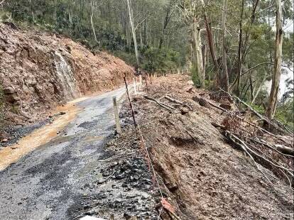 Dangerous Burrier Road, West of Nowra during recent rain event. Picture: Supplied. 