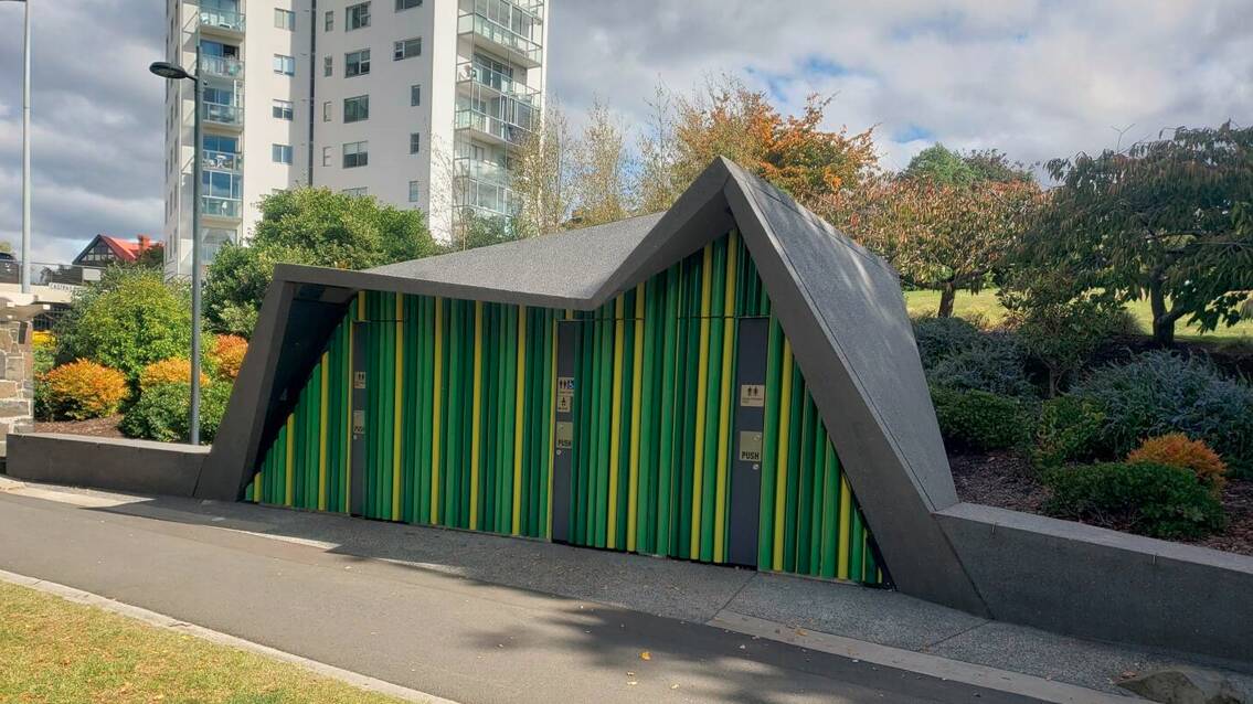 The public toilet in Princes Park, Battery Point Tasmania is the most colourful public loo. Picture via National Toilet Map