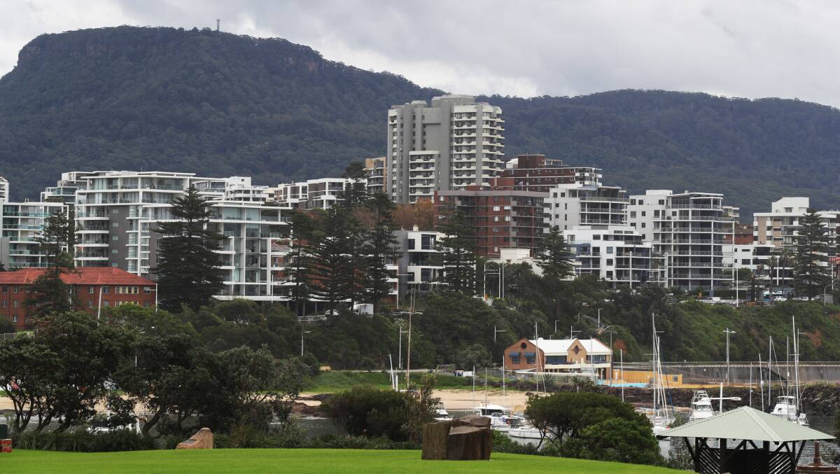 Unit blocks form the skyline in Wollongong. Picture by Robert Peet