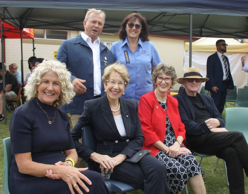 Pictured together at the Nowra Show are back: Nowra Show Society president James Thomson and secretary Robyn Nelson, front: State Member for South Coast Liza Butler, NSW Governor Margaret Beazley, for show society president Wendy Woodward and Ms Beazley's partner Dennis Wilson. Picture by Glenn Ellard. 