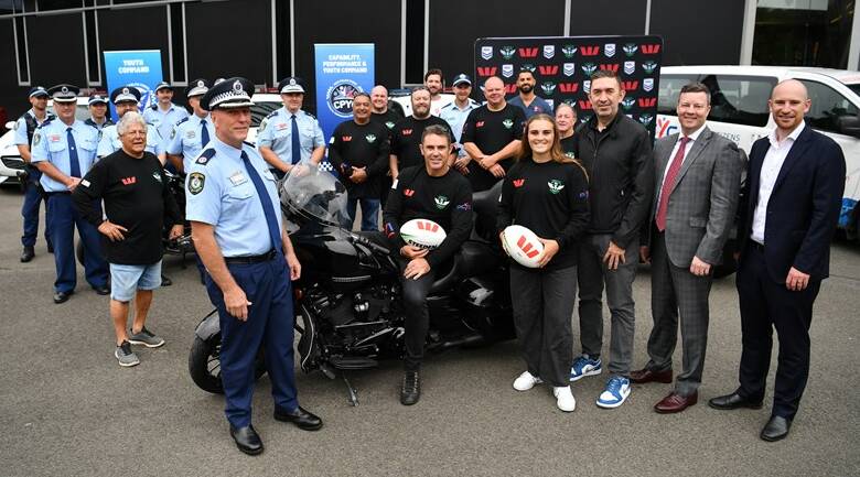 Brad Fittler and his crew at NRL HQ ready to set off on their 2024 HOGS national tour. Picture by Anthony Kourembanas/NRL Photos.
