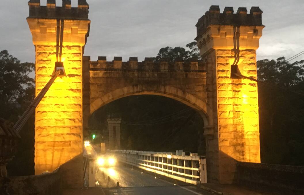 Kangaroo Valley's Hampden Bridge is an impressive sight, at all hours of the day and night. Picture by Glenn Ellard.
