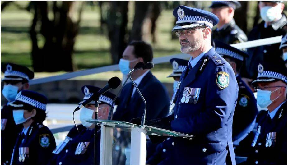 Chief Superintendent Toby Lindsay addresses a graduating class at the Goulburn Police Academy. Picture supplied.