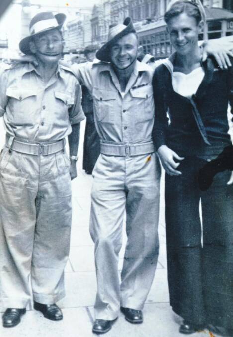 Alfred "Rusty" Marquis (right) with a couple of soldiers during World War II> Picture supplied.