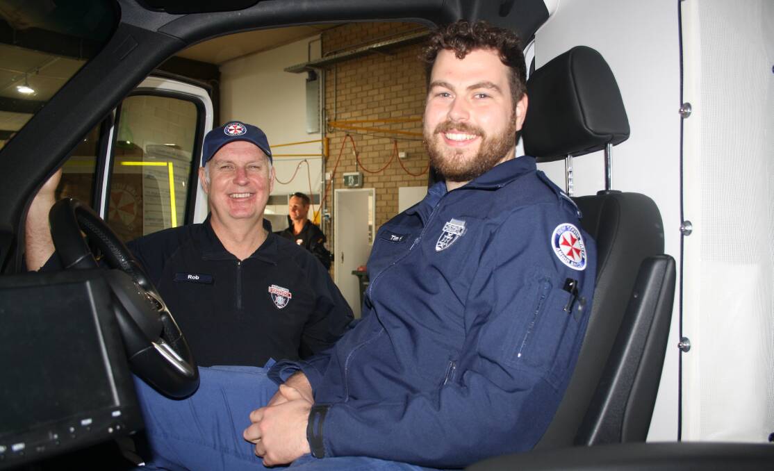The family that saves lives together - experienced paramedic Rob Hilliar and son Tim. Picture by Glenn Ellard.