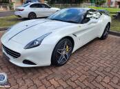 The 2017 convertible white Ferrari allegedly stolen from Dural on April 16. Picture by NSW Police
