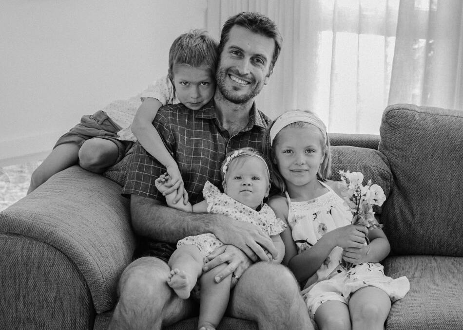 Dr Luke Mitchell with his children - Lucinda, Hugo and Poppy.