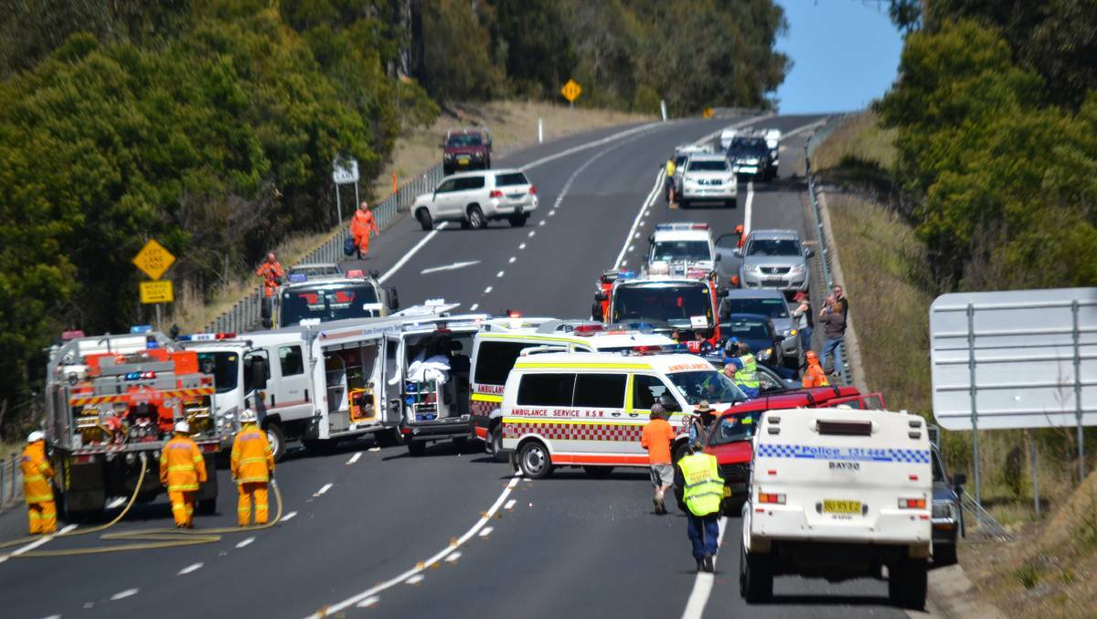 A head-on collision on the Princes Highway south of Batemans Bay in October 2014 which killed two people. Bega MP Andrew Constance has called on both the Coalition and Labor to match the state government's $4 billion combined investment and pledges to duplicate the highway from the Jervis Bay turnoff to Bodalla.