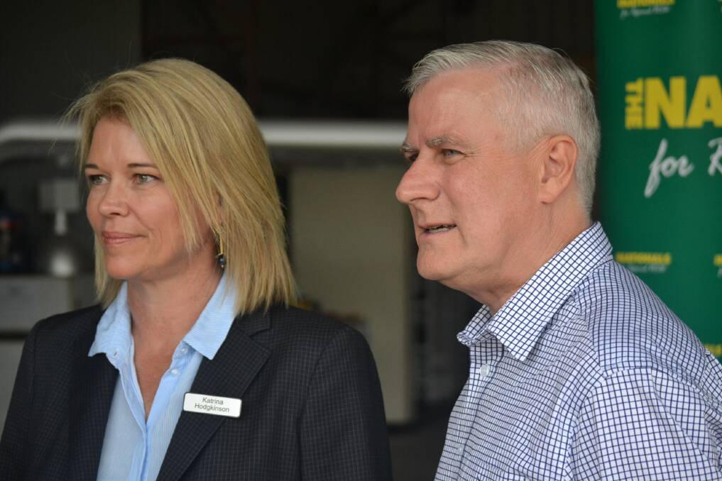 Gilmore Nationals candidate Katrina Hodgkinson and Deputy Prime Minister Michael McCormack launch her campaign in Moruya on February 28.