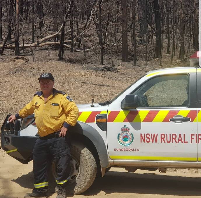 RFS Group Office South Ritchey Sealy in a burned out area in summer. He has recounted how a convoy fought its way free from Belowra on January 1.