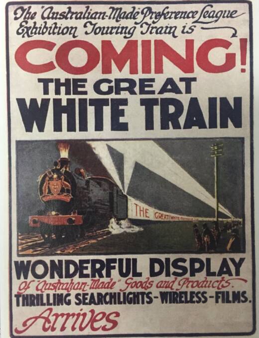 AUSTRALIAN MADE: The Great White Train visited the Shoalhaven on Thursday, October 14, 1926. Photo: Shoalhaven Historical Society.