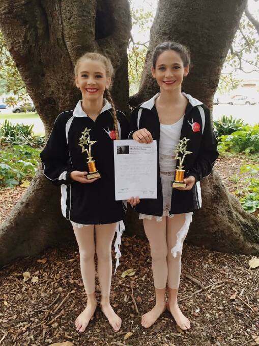 Maddy Allen and Jessie Blow took out first place in the contemporary duo/trio at Illawarra Region Eisteddfod last month.