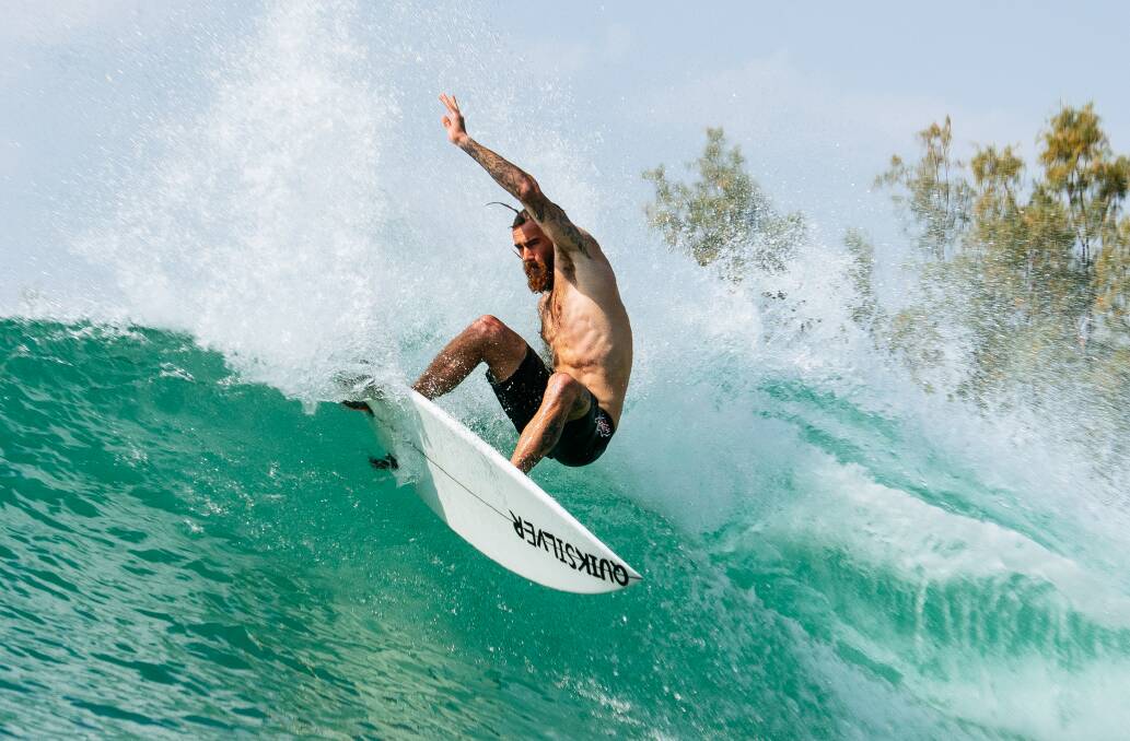 Culburra Beach's Mikey Wright during a practice session at the Surf Ranch. Photo: WSL