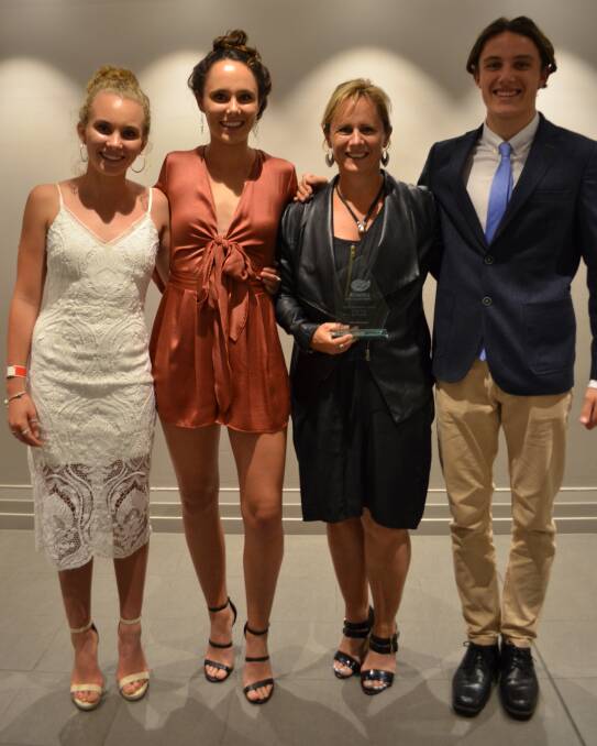 WELL DESERVED: Athletics NSW club/community coach of the year award recieptient Mel Mustapic (third from left) and her athletes Jessie Boardman, Jade Mustapic and Cooper Thomson.