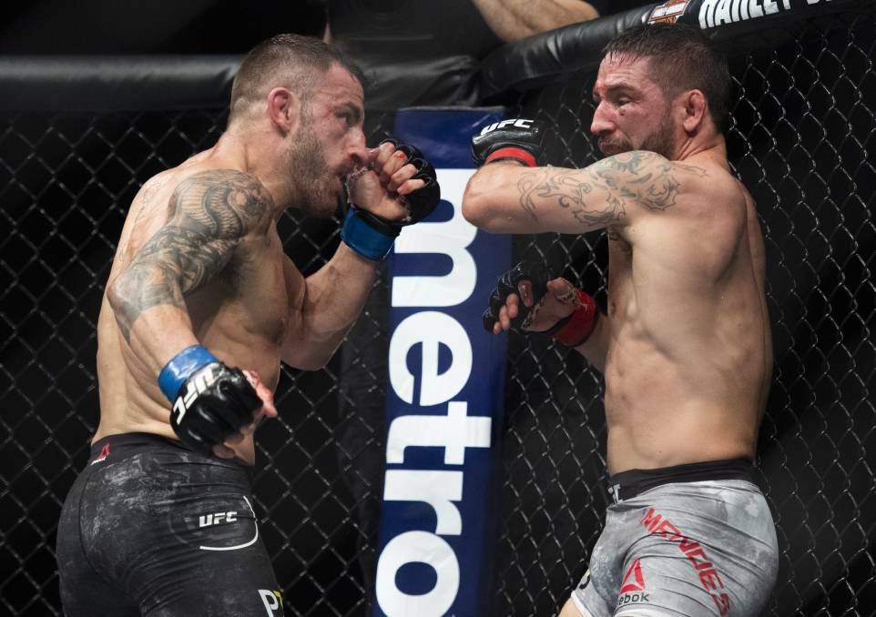 Alex Volkanovski delivered a relentless beat down of three-time contender Chad Mendes last December. He'll be looking to do the same against Brazilian legend Jose Aldo in May. Photo: AP/Kyusung Gong