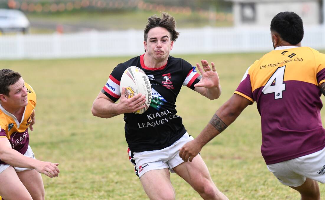Kiama Knights' Dylan Morris makes a run against the Shellharbour Sharks in 2020. Photo: Kristie Laird