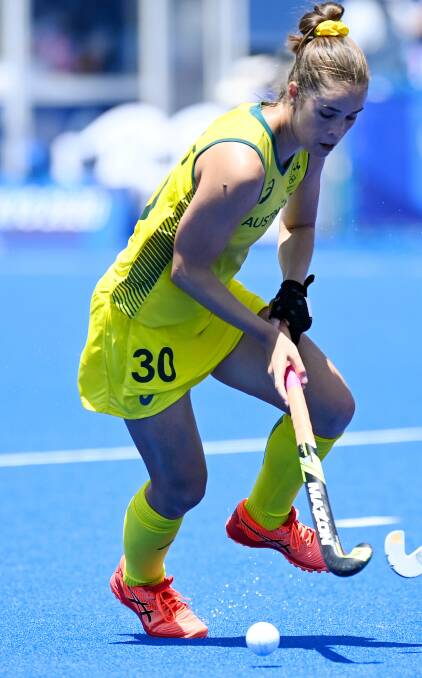 Gerringong's Grace Stewart controls the ball against Spain at the Olympic Games. Photo: Hockey Australia