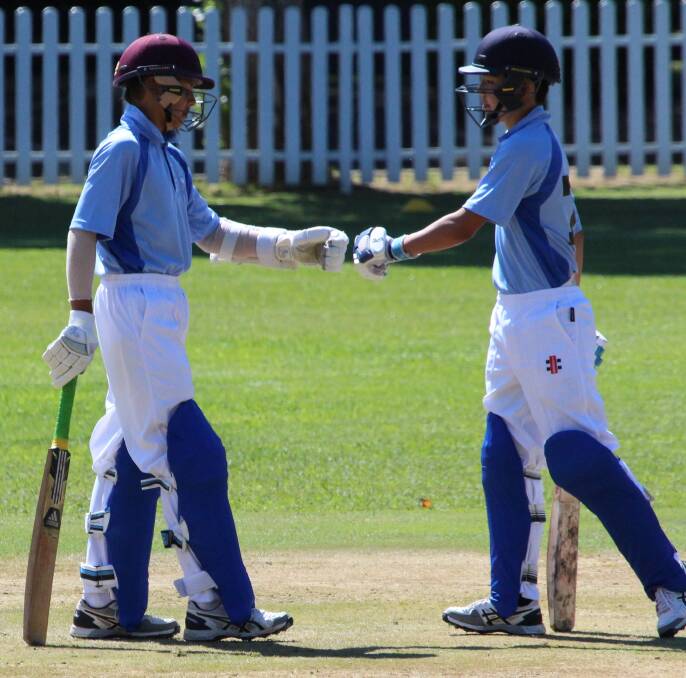 Hyeon Parsons and Lachlan Mark batting together in last season's Kookaburra Cup competition. Photo: Joanne Parsons