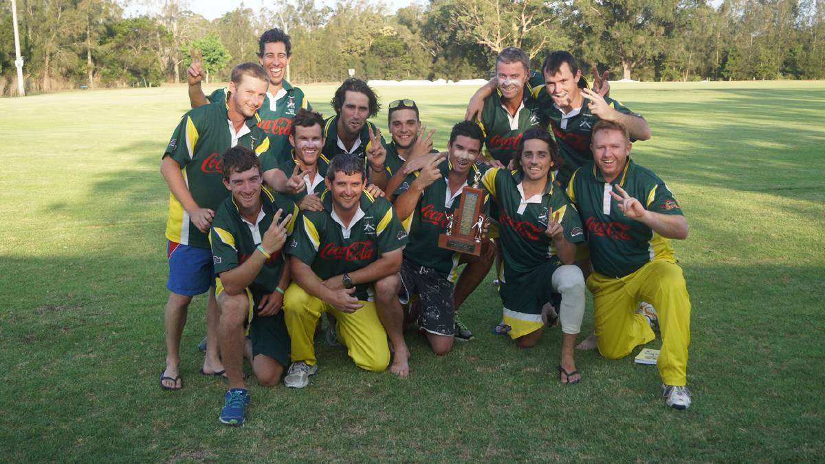 Daniel Gleeson (front row, second from right) and his Shoalhaven Ex-Servicemens side celebrate their Shoalhaven District Cricket Associaiton one-day premiership in 2012. Photo: Rach Hall