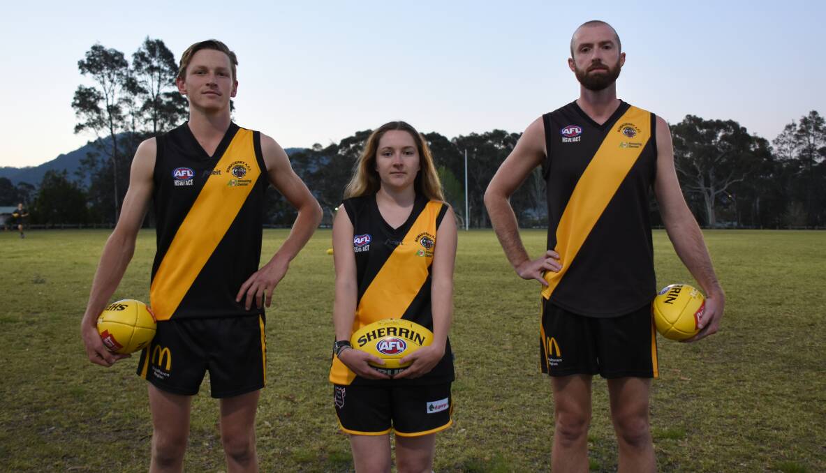 READY TO ROAR: Bomaderry Tigers' Jack Boxsell, Kristie Lee Dickson and Brent Tyrrell will lead from the front on Saturday. Photo: COURTNEY WARD