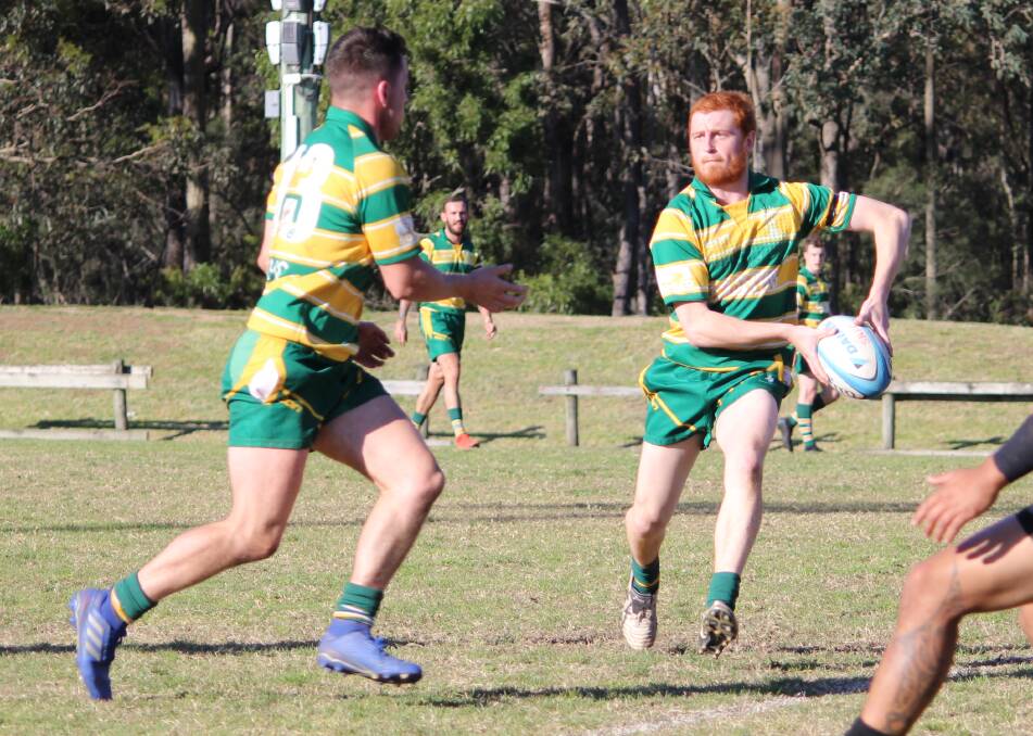 Shoalhaven's Conor Trudgen looks for a pass at Rugby Park. Photo: Susan Dun