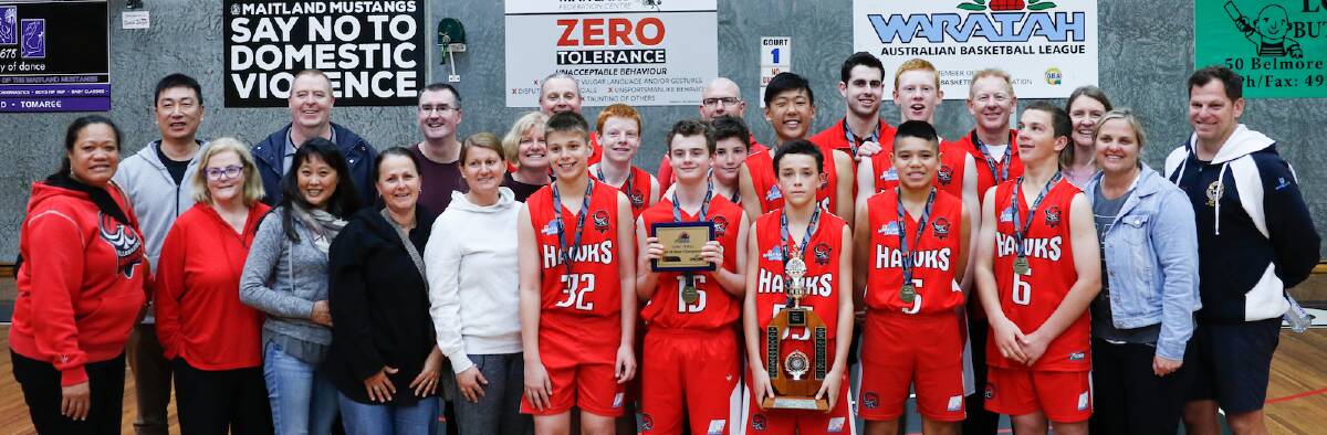 The Illawarra Hawks side, and their families, after winning the NSW State Championship recently. Photo: BNSW Media
