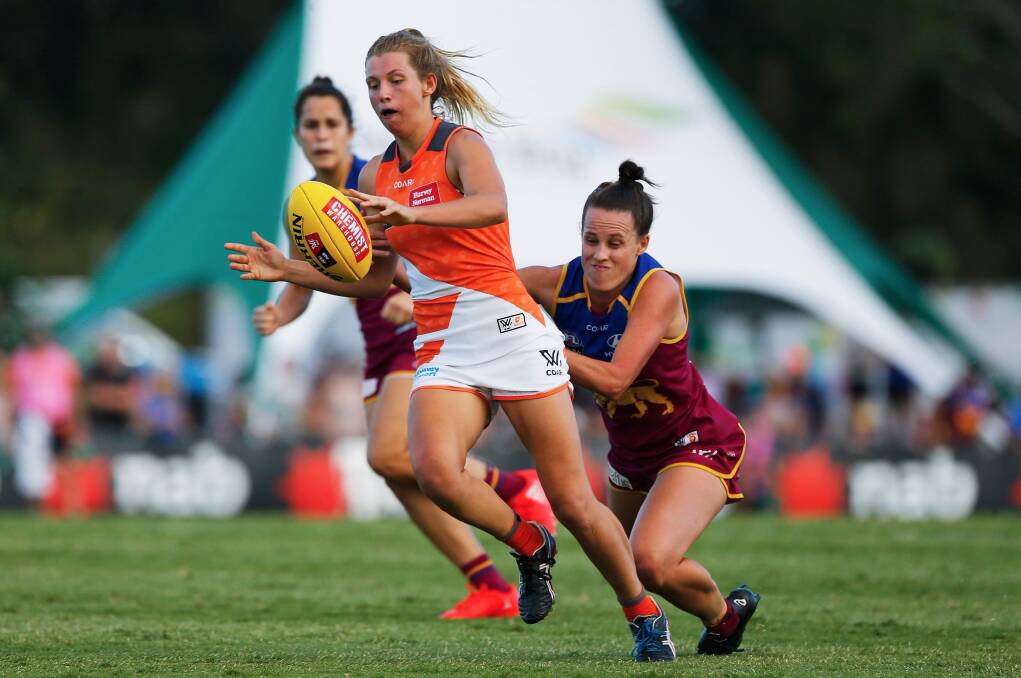 GWS Giants' Maddy Collier in action against the Lions. Photo: AFL MEDIA