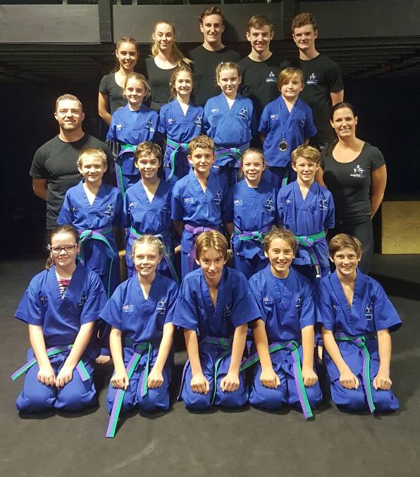 HARD WORK PAYS OFF: Southern Fitness and Martial Arts Centre Bomaderry's advanced junior kick-defence following their successful gradings.