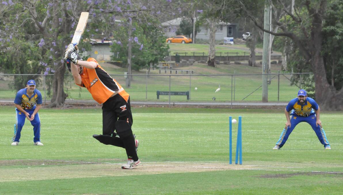 BOWLED: Batemans Bay's Matt Sethi is clean bowled by Bomaderry's Jordan Matthews on Saturday at Bomaderry Oval. Photo: DAMIAN McGILL