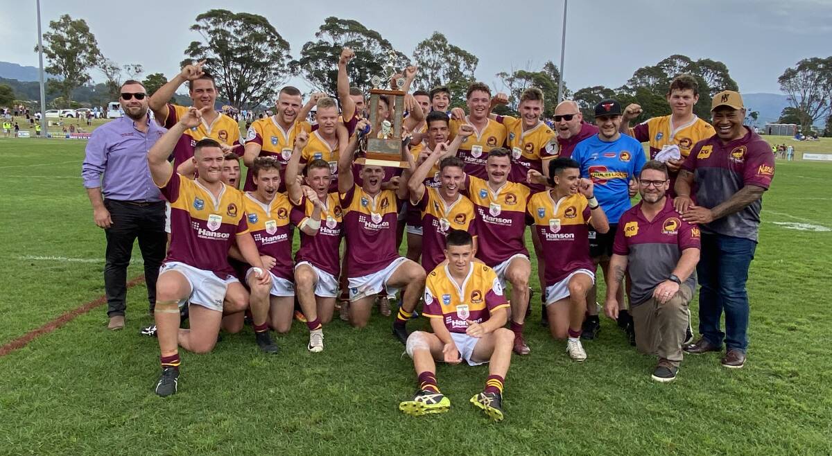 The victorious Shellharbour Sharks under 18s side on Saturday at Centenary Field. Photo: David Hall