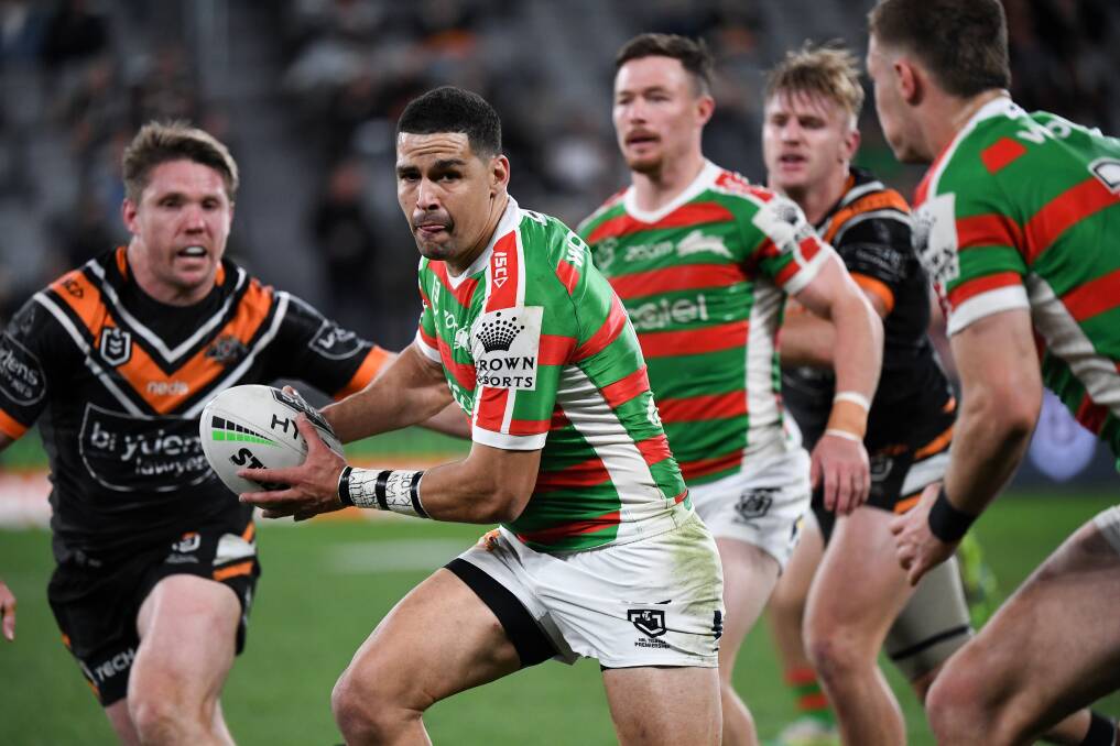 South Sydney Rabbitohs' Cody Walker goes on the attack against Wests Tigers. Photo: Grant Trouville/NRL Imagery
