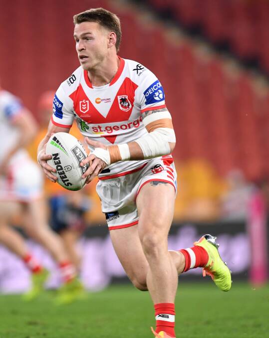 Euan Aitken will start in the centres for the Dragons on Friday against the Titans. Photo: NRL Imagery
